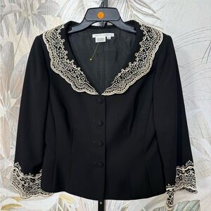 Maggy London black blazer jacket with embroidery